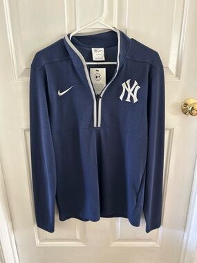 Nike Navy and White New York Yankees 1/4 Zip Pullover
